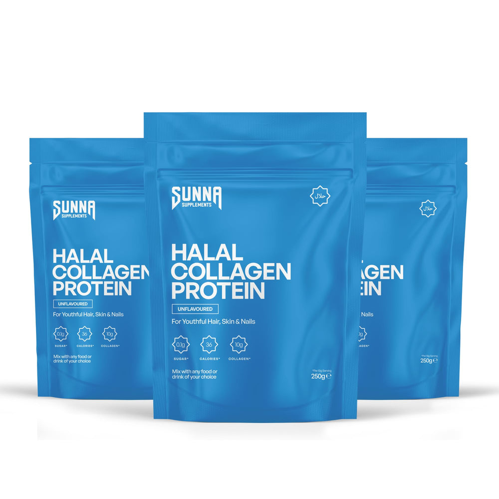 Sunna Supplements grass-fed halal collagen pack3 tub ready for daily collagen intake