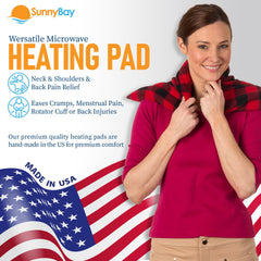 SunnyBay beanbag-conforming heat pad demonstrates full-coverage comfort on the back.