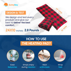 SunnyBay extra-large heat pad on body illustrates targeted warmth for tense shoulders.
