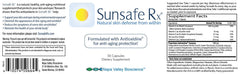 Sunsafe Rx label showing natural ingredients and absence of artificial preservatives.