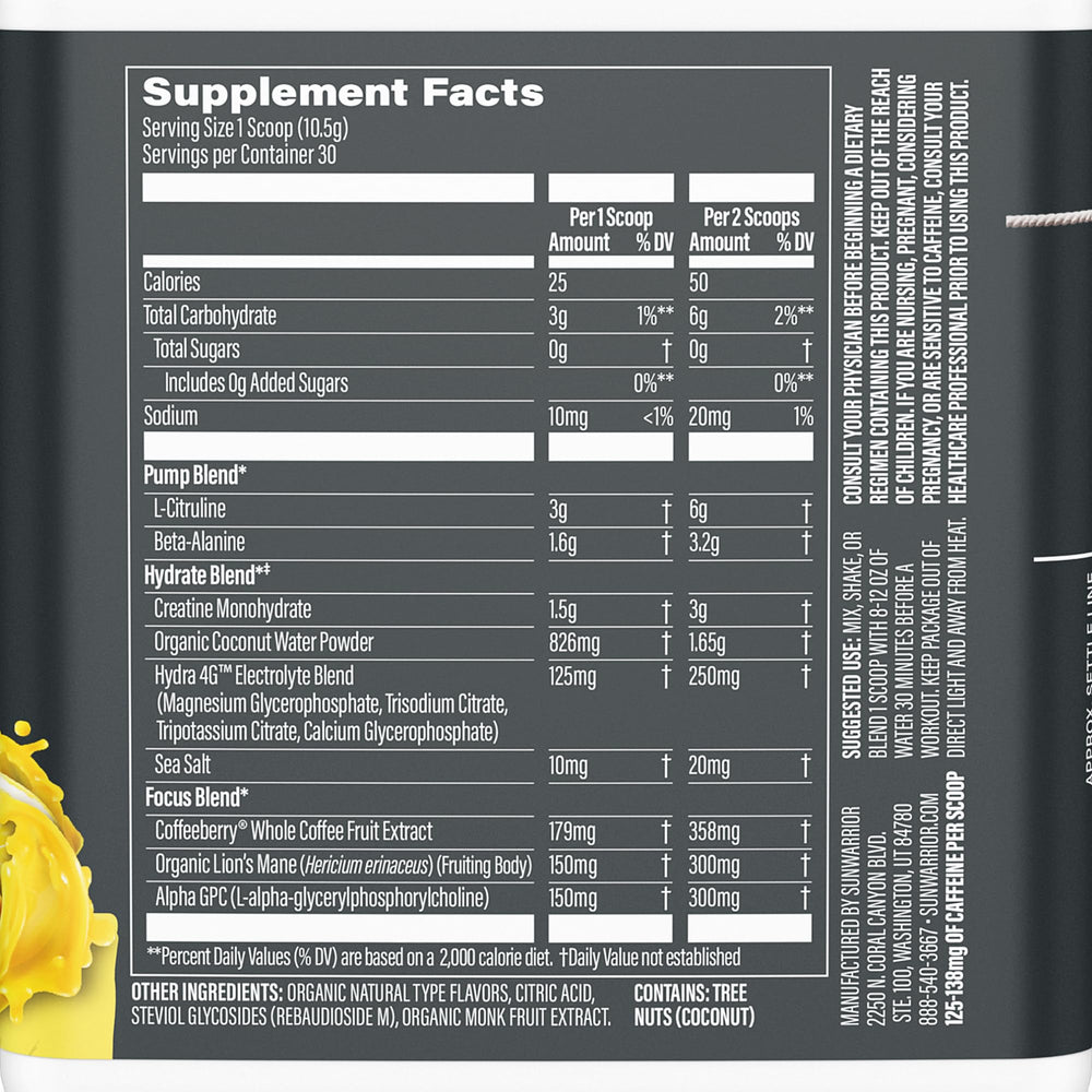 Sunwarrior Active Pre Workout hydration with electrolytes for long sessions