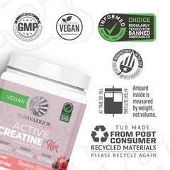 Sunwarrior Creatine for Women mixing in glass shows fast dissolution and refreshing flavor