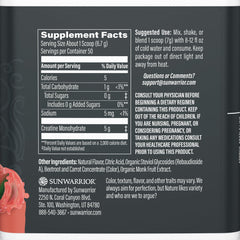 Scoop of Sunwarrior Creatine Monohydrate powder for precise pre or post workout use