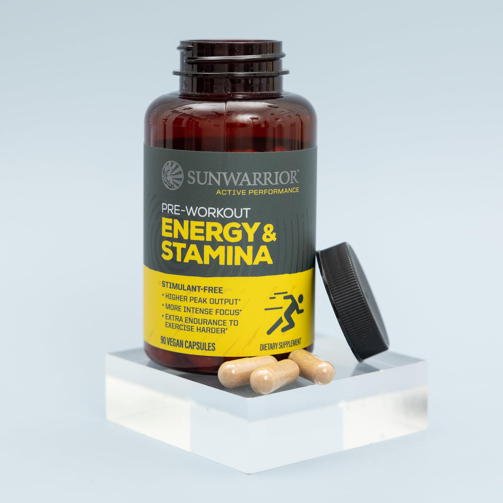 Sunwarrior energy capsules Peak02 mushrooms for stamina.