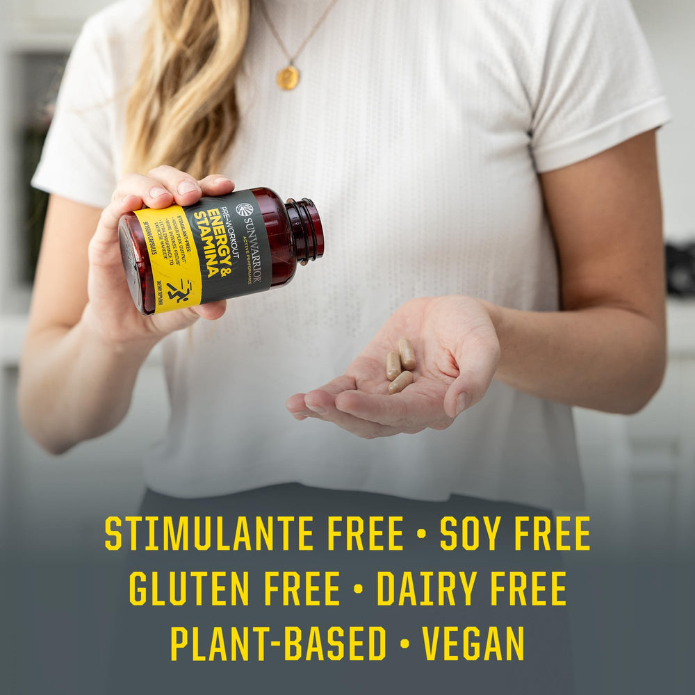 Sunwarrior energy capsules with quercetin supporting recovery and vitality.