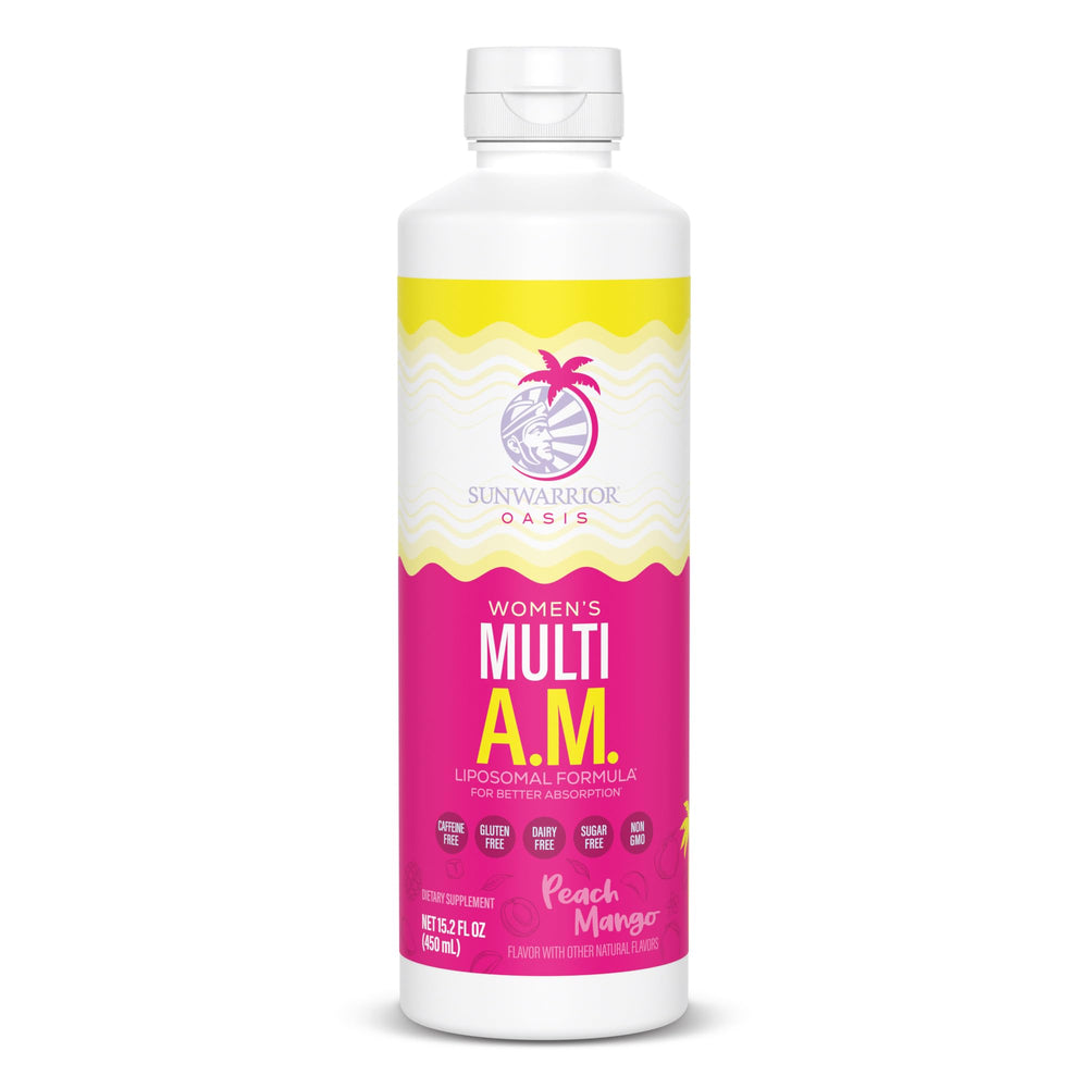 Sunwarrior liquid multivitamins for women bottle pour for easy daily dosing