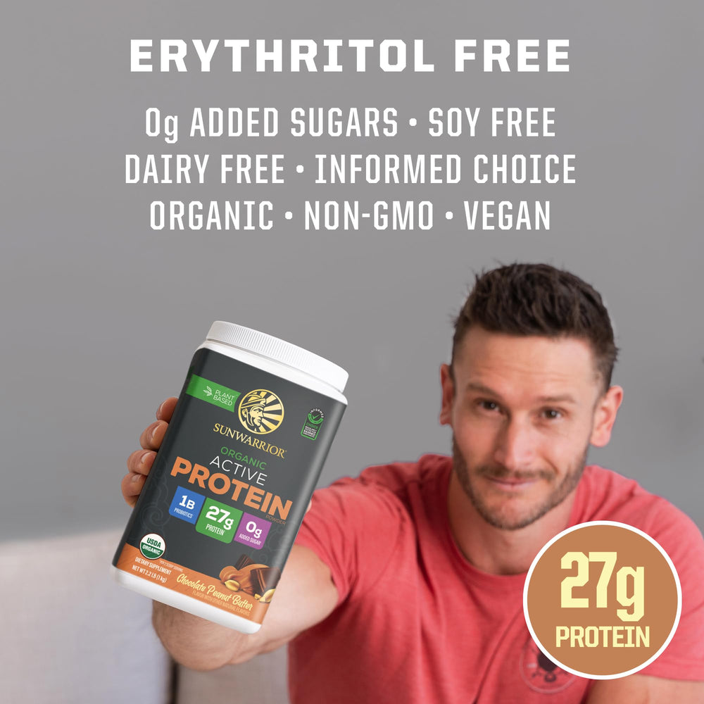Sunwarrior dairy-free chocolate peanut butter powder demonstrates allergen-friendly dairy-free benefits.