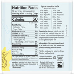 Sunwarrior protein water mix being poured into a glass for hydration.