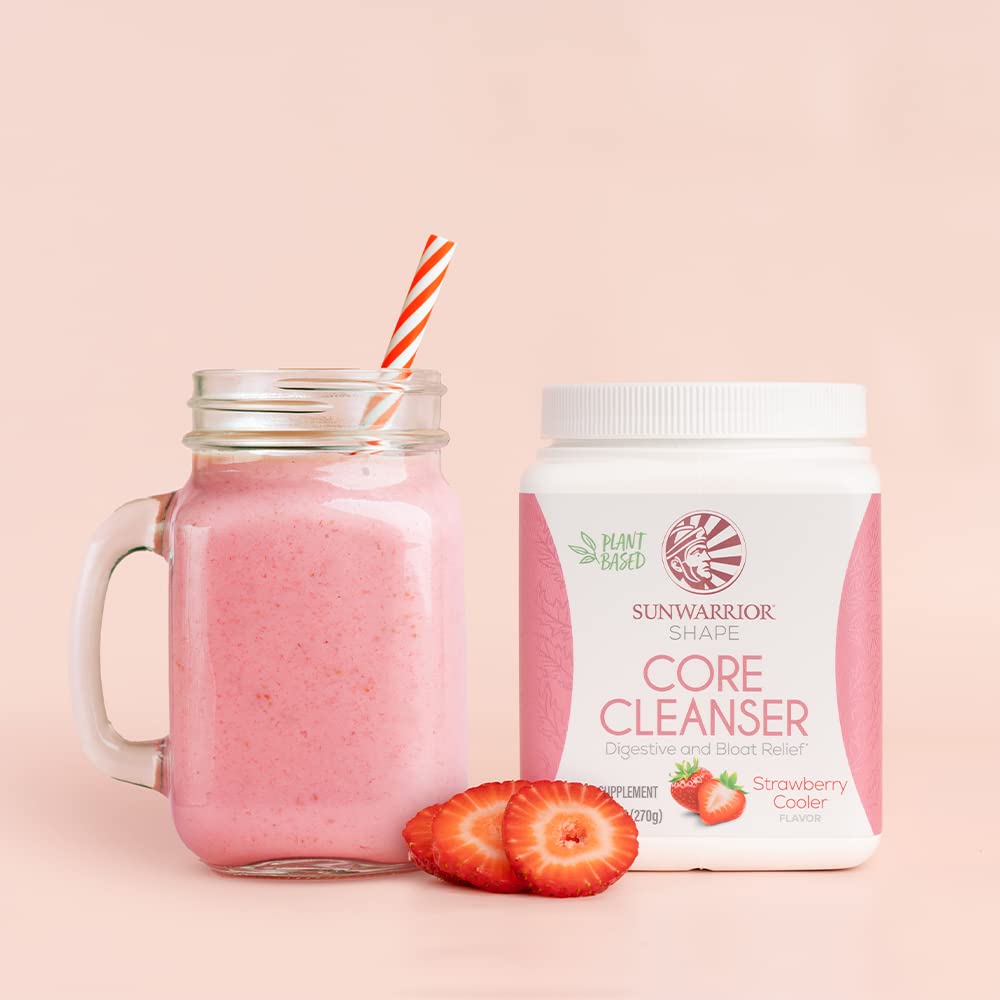 Sunwarrior shake with Strawberry Cooler, a tasty gut-friendly daily ritual.