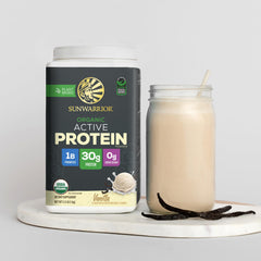 Sunwarrior vegan protein bottle with vanilla powder for everyday training support.