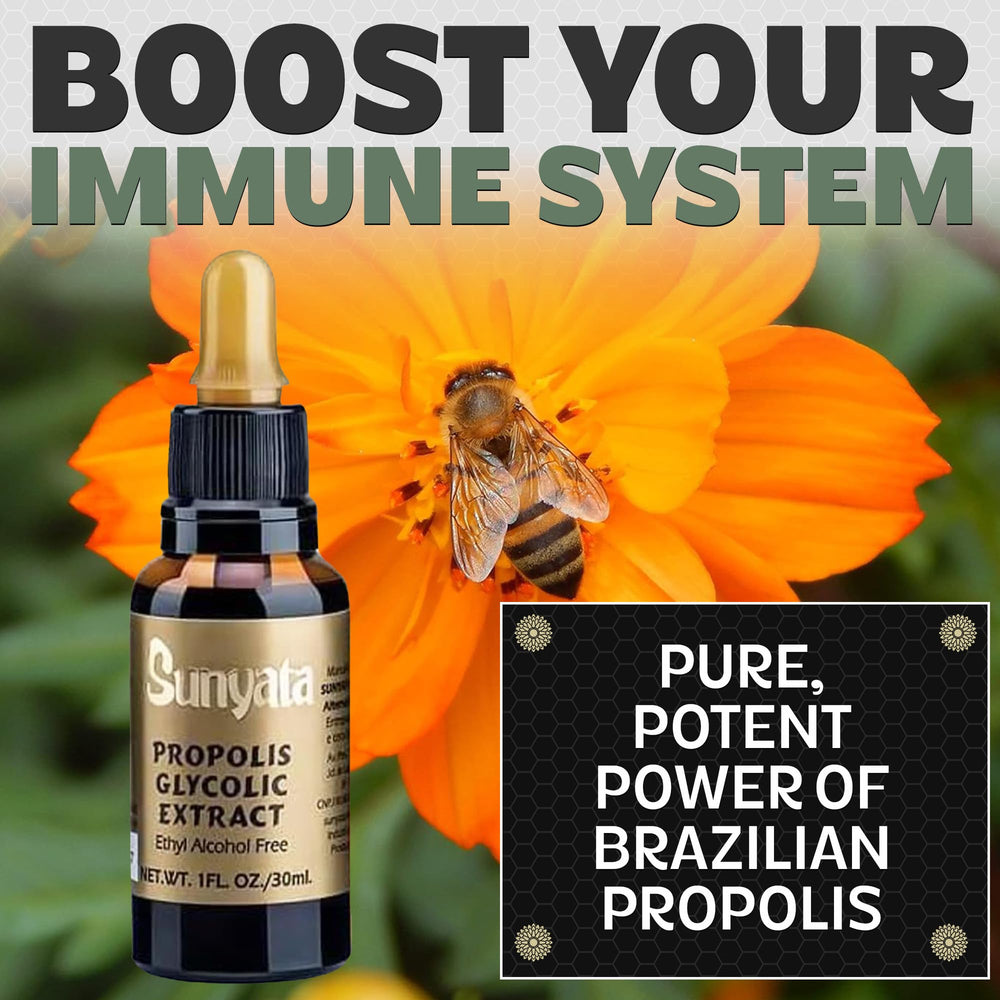 Sunyata no alcohol propolis dropper for alcohol-free intake.