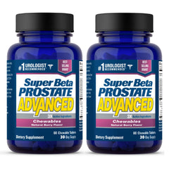 SUPER BETA PROSTATE Advanced chewables bottle, convenient daily support.