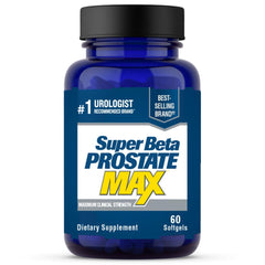 SUPER BETA PROSTATE Max bottle pour showing potential urinary comfort.
