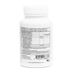 Close-up of spirulina packaging used in SuperBio formula