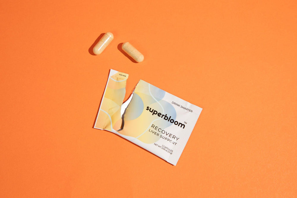 DHM turmeric milk-thistle ingredients featured in the Superbloom formula.