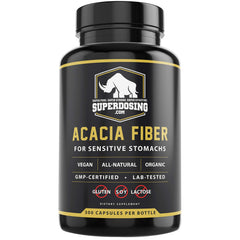 SuperDosing Acacia Senegal fiber capsules bottle for convenient daily fiber support.