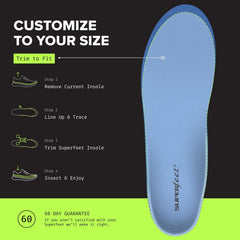 All-purpose Superfeet Blue insoles suit many footwear types for 24/7 use.
