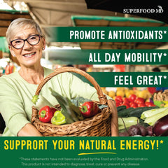 Superfood MD beta carotene illustration emphasizes plant pigments.