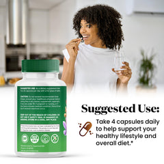 Superfood MD capsule pouring shot suggests an easy daily supplement routine.