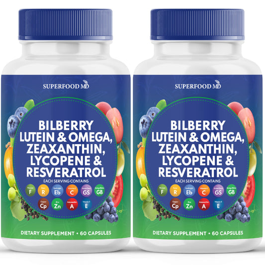 Superfood MD Eye Health bottle label with AREDS 2 formula
