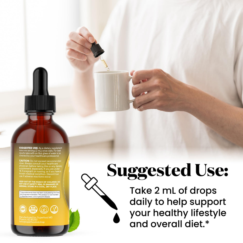 Superfood MD Made in USA seal emphasizing quality and non-GMO ingredients