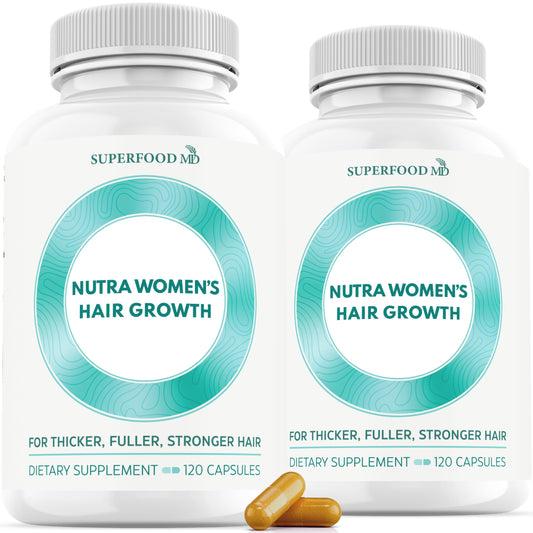 Superfood MD Women's Balance bottle front view showing packaging for hair support