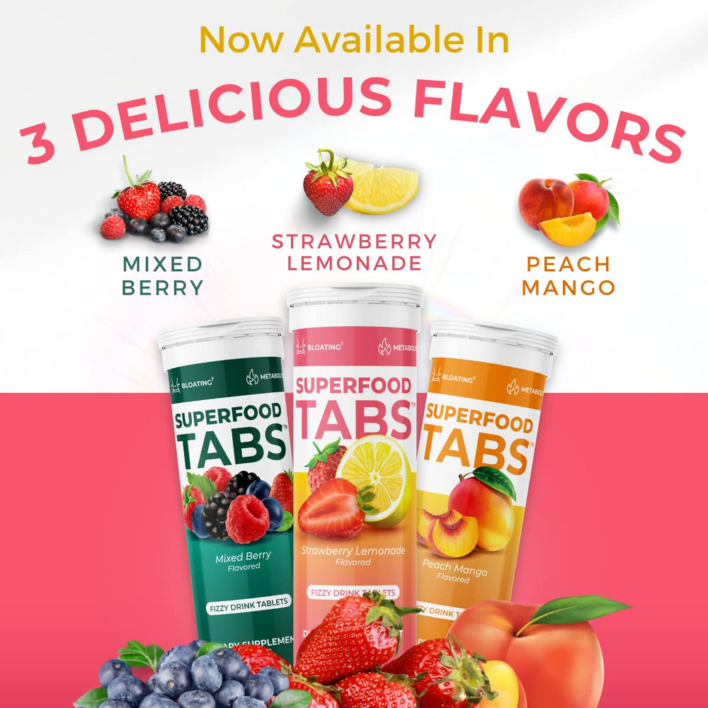 Superfood Tabs fizz in a glass with a morning caffeine boost.