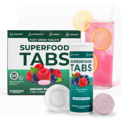 Superfood Tabs shelf-brand logo shot reinforces everyday wellness at a glance.