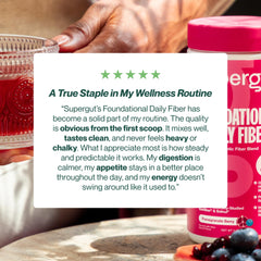 Fruit-topped bowl with Supergut Foundational Daily Fiber Powder mix