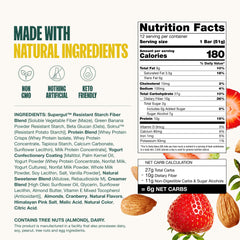 Supergut Strawberry Almond bar ingredients reveal prebiotic fiber content.