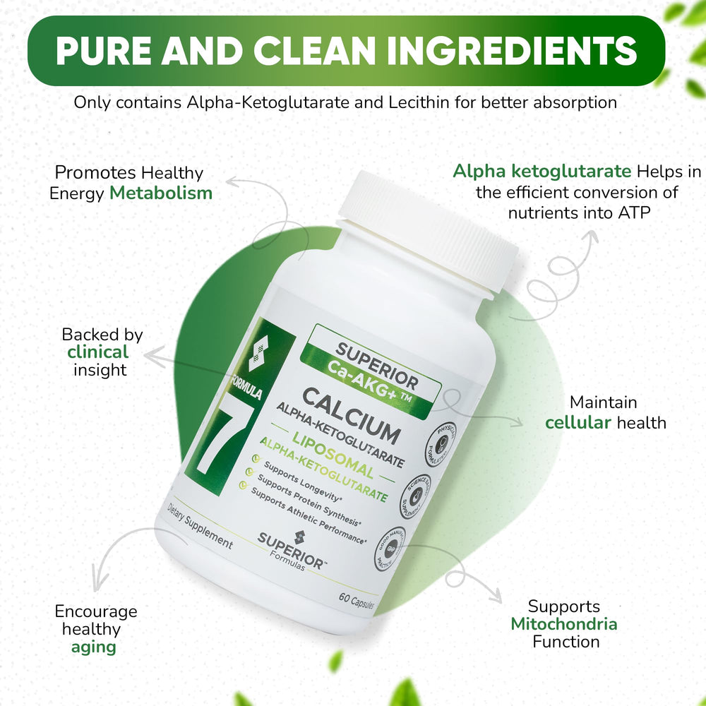 Superior Formulas Liposomal AKG 1100 mg Made in USA label on bottle.