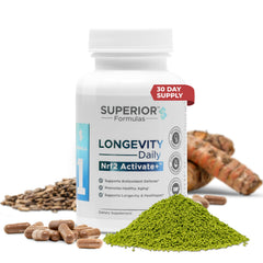 Superior Formulas NRF2 Activator bottle with label for daily antioxidant support.