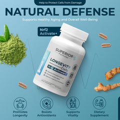 NRF2 Activator label closeup highlighting USA-made and GMP standards.