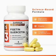 Superior Formulas Senolytic+ glass of water with capsules for a simple daily routine