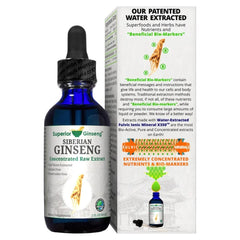 Superior Ginseng Siberian Ginseng Root Extract glass bottle signals premium, plastic-free packaging.