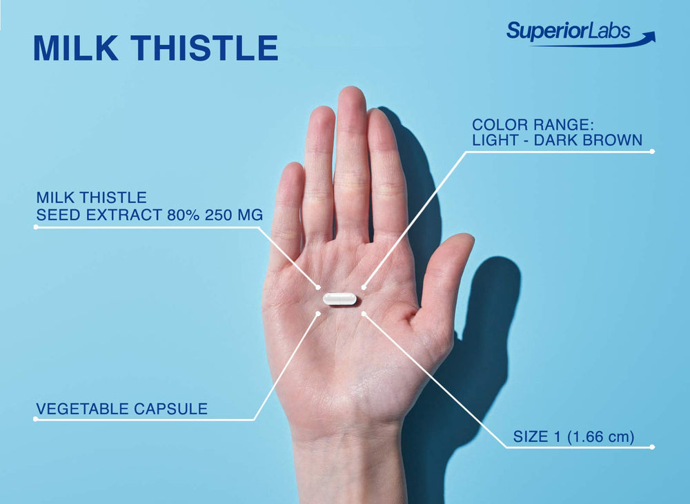 Superior Labs Milk Thistle third-party testing badge signals rigorous purity checks