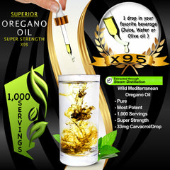 Superior Oregano Oil X95 dropper enables precise measurements in each serving