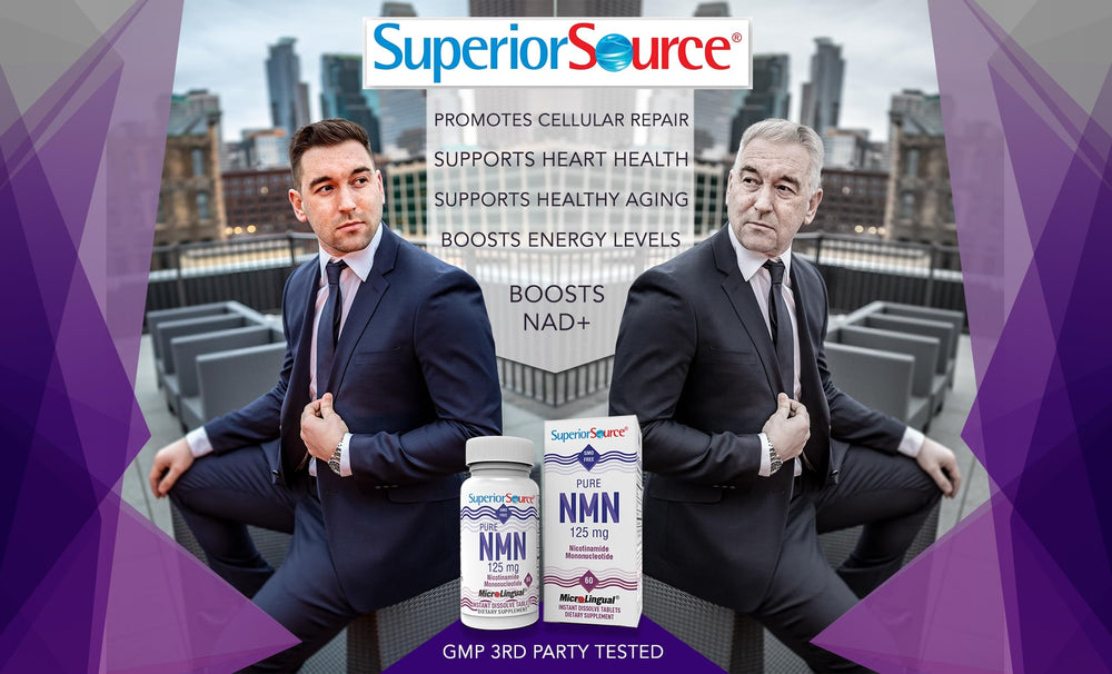 Sugar-free and dye-free NMN formula on packaging.