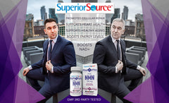 Sugar-free and dye-free NMN formula on packaging.