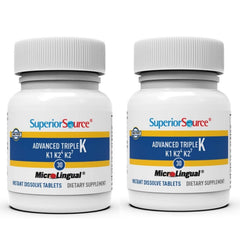 Superior Source Triple K bottle front shows MK-4, MK-7, and K1 for calcium direction.