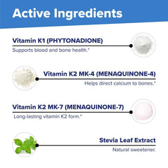 Packaging emphasizes vitamin K2 MK-4 and MK-7 blend for immune health.