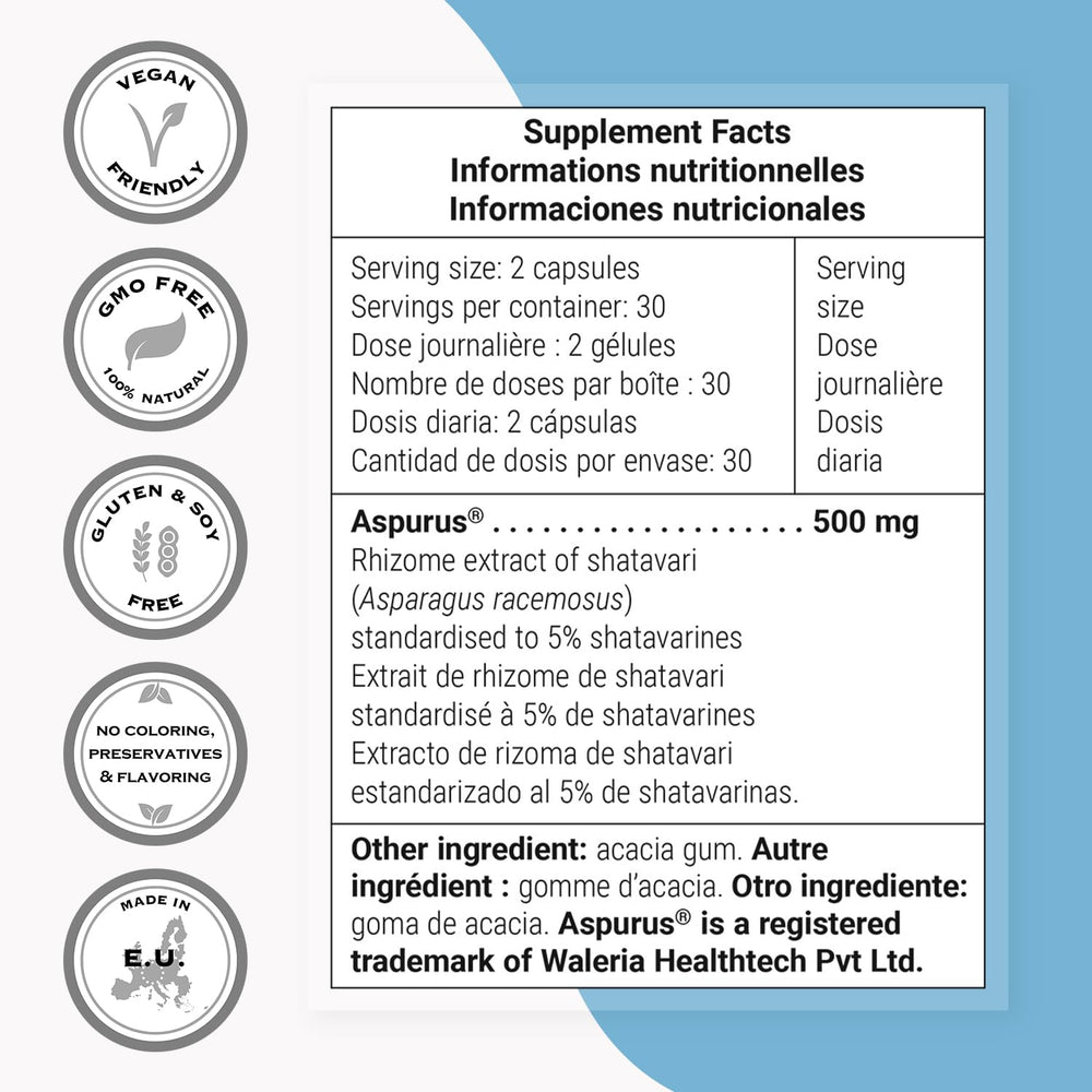 Supersmart Aspurus Shatavari extract powder emphasizes purity and concentration