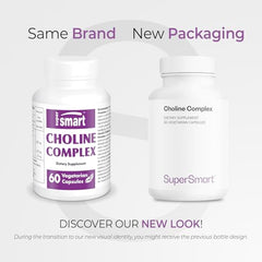 Supersmart Choline Complex capsules neatly arranged to illustrate high-potency daily intake.
