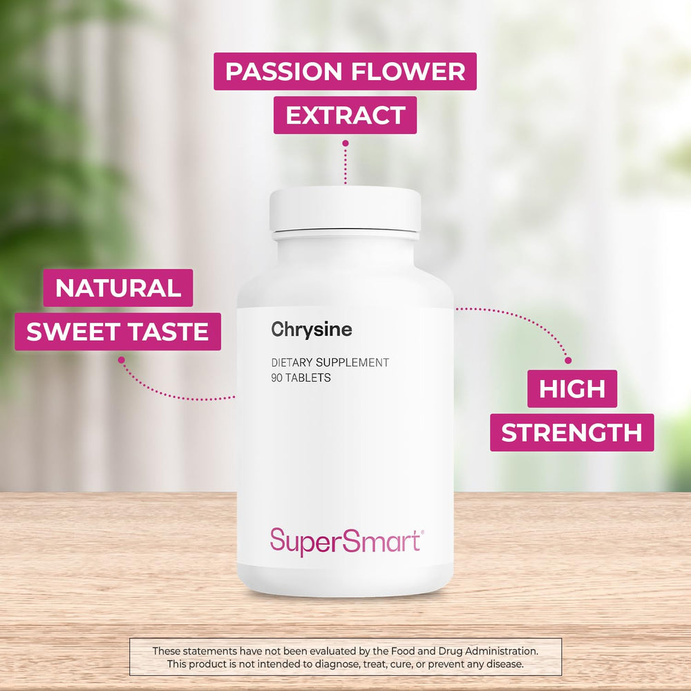 Supersmart Chrysine tablets poured for daily intake and routine