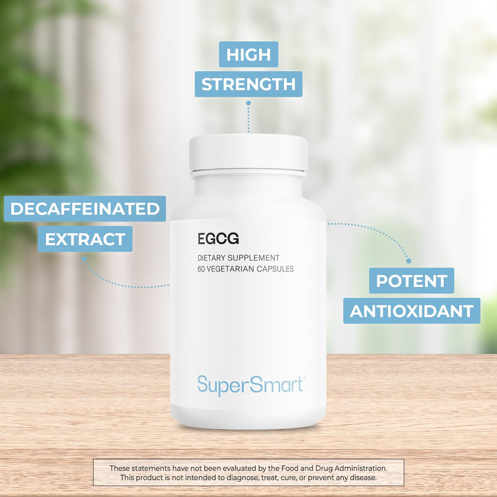 Supersmart EGCG bottle label showing non-GMO and gluten-free claims