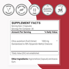 Supersmart hesperidin methyl chalcone vegetarian capsules suitable for vegans