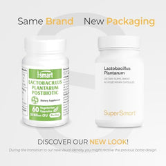 Supersmart Immuno-LP20 bottle label details non-GMO and gluten-free notes.