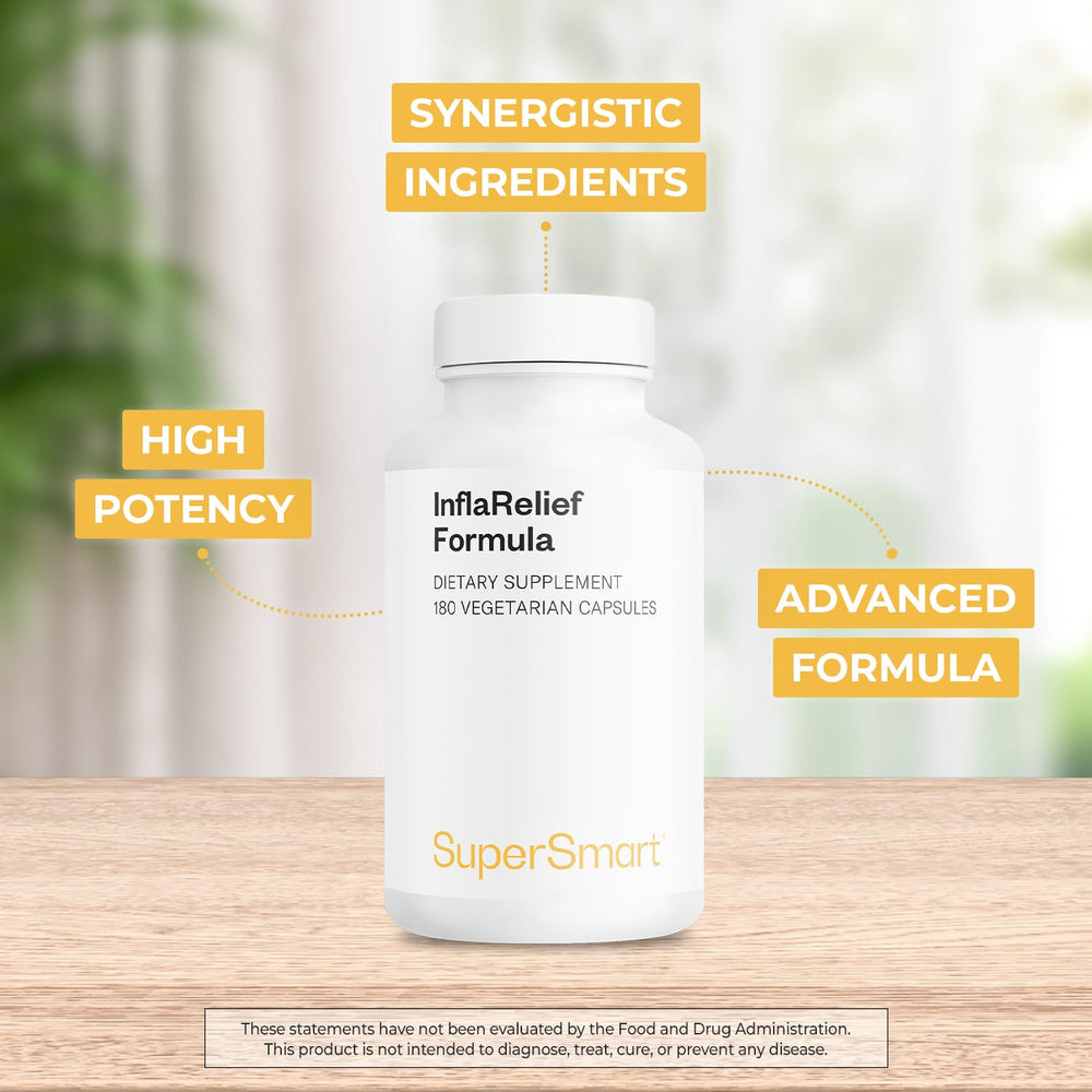 InflaRelief bottle opened with capsules visible for consistent daily use.