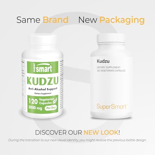 Supersmart Kudzu Extract capsules closeup shows 500 mg per serving.