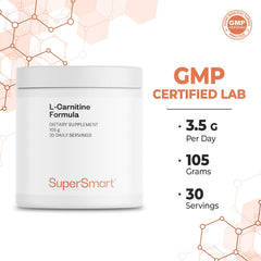 Supersmart L-Carnitine Formula packaging on shelf signals vegan-friendly option
